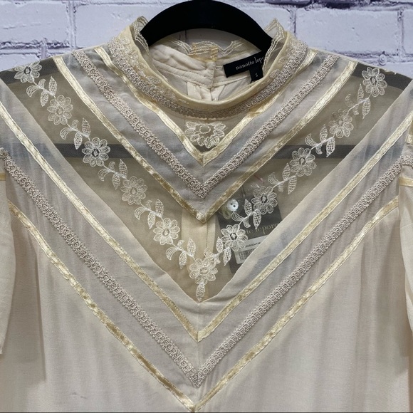 Nanette Lepore Women’s Lace Inset Embroidered Top Small - Picture 4 of 11